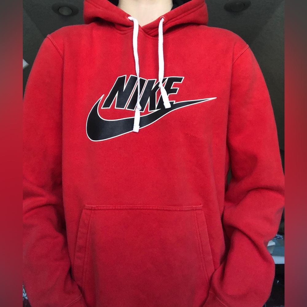 Red with black and white font retro Nike sweatshirt boys M